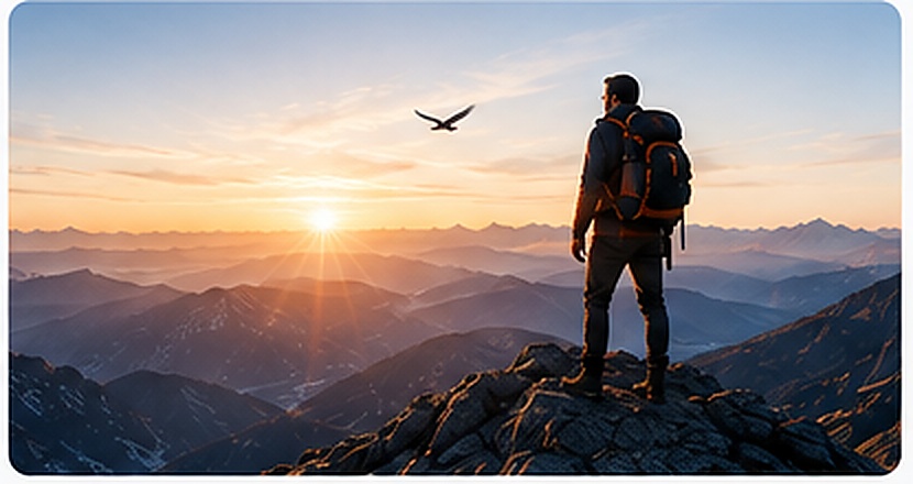 Sommet de montagne au lever du soleil